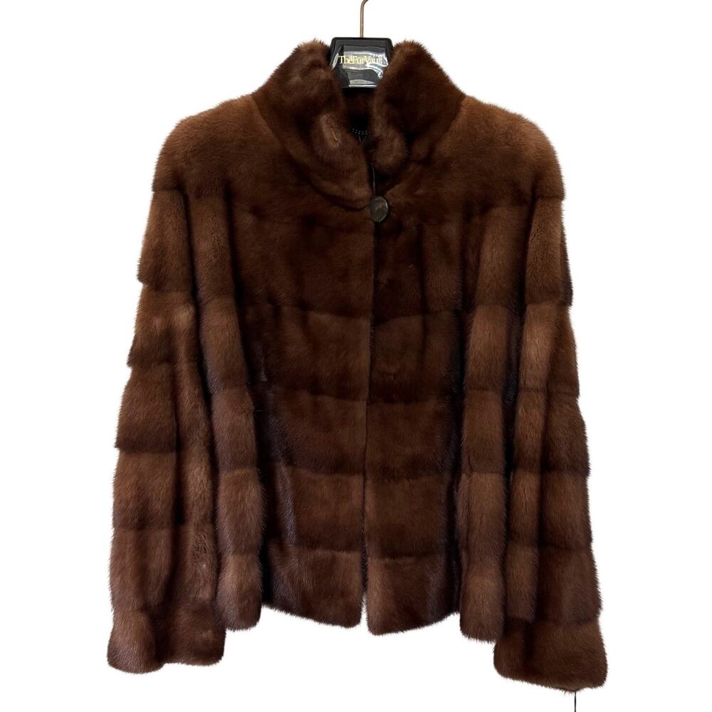 Kopenhagen Fur (XXL) Danish Mink Burgundy Quality Fur Coat Jacket Brown Luxury